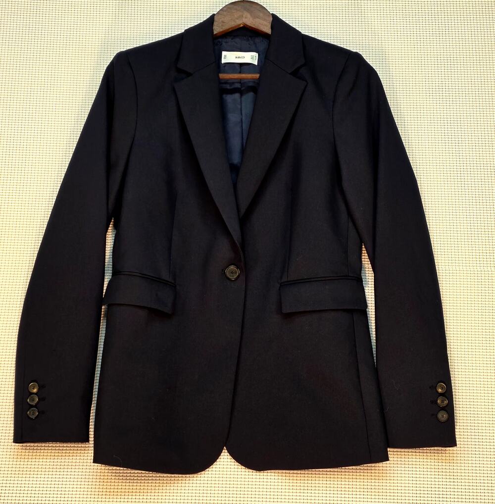 MANGO Navy Classic Tailored Blazer Jacket Single-Button Size US6/EUR 38‎